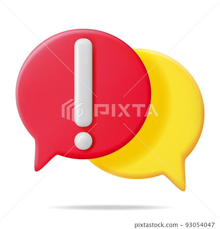 3D Red Exclamation Mark in White Round Pin 93054047