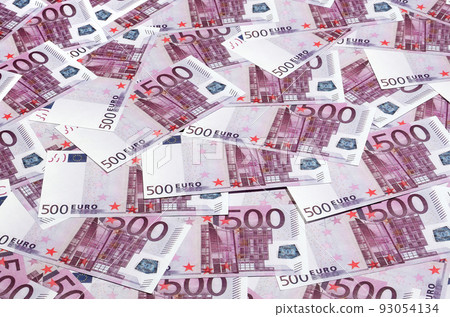 Close up background photo Amount of Five hundred notes of European Union Currency. Many pink 500 euro banknotes are adjacent. Symbolic texture photo for wealth Close up background photo Amount of Five hundred notes of European Union Currency. Many pink 500 euro banknotes are adjacent. Symbolic texture photo for wealth 93054134