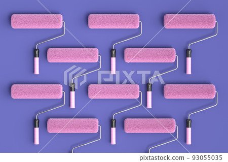 Set of paint rollers for painting walls and renovating apartment on violet Set of paint rollers for painting walls and renovating apartment on violet 93055035