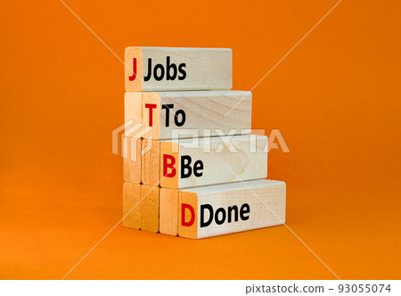 JTBD jobs to be done symbol. Concept words JTBD jobs to be done on wooden blocks on beautiful orange table, orange background. Business and JTBD jobs to be done concept. Copy space. JTBD jobs to be done symbol. Concept words JTBD jobs to be done on wooden blocks on beautiful orange table, orange background. Business and JTBD jobs to be done concept. Copy space. 93055074