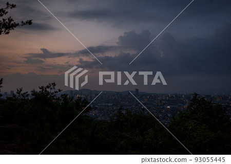 Morning view of Mount Uomi in Okayama City, Okayama Prefecture, Japan Morning view of Mount Uomi in Okayama City, Okayama Prefecture, Japan 93055445