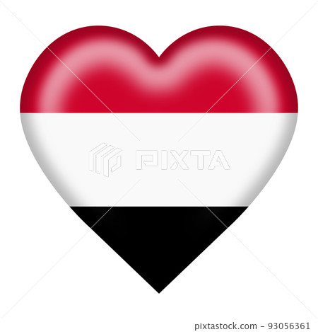Yemen flag heart button 3d illustration isolated on white with clipping path 93056361
