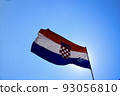 Fluttering Croatian flag and blue sky 93056810