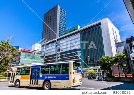 Yokohama cityscape in Japan August. It's a corona misfortune, but it's a summer without action restrictions. Yokohama Station with blue sky and bustle = August 9 93058021