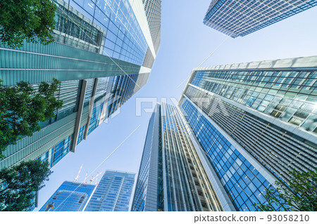 Looking up at the city scenery "Tokyo" office district 93058210