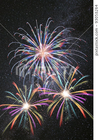 Fireworks against the background of the starry sky 93058264
