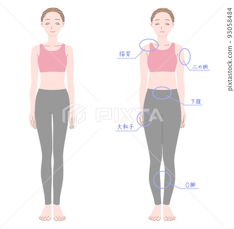 Full body illustration set of two women with different body types Full body illustration set of two women with different body types 93058484