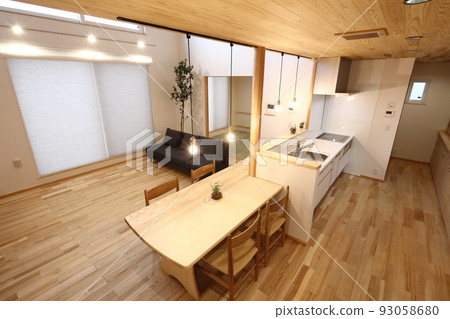 時尚的客廳餐廳廚房形象 時尚的客廳餐廳廚房形象 93058680