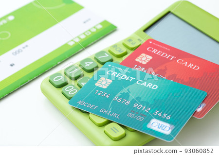 Calculator, credit card and passbook 93060852