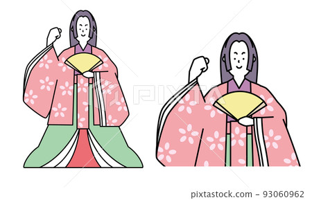 輝夜公主做膽量姿勢的插圖素材。 93060962