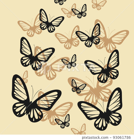 Butterfly silhouettes. Abstract vector illustration isolated on light background. Butterfly silhouettes. Abstract vector illustration isolated on light background. 93061786