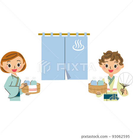 A woman wearing a yukata and a hot spring A woman wearing a yukata and a hot spring 93062595