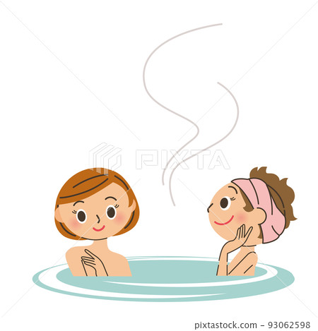 Female friends entering a hot spring Female friends entering a hot spring 93062598