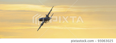 Airplane. Landscape with big  passenger airplane 93063025