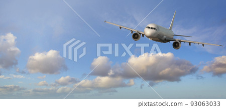 Airplane flying in the beautiful sky 93063033