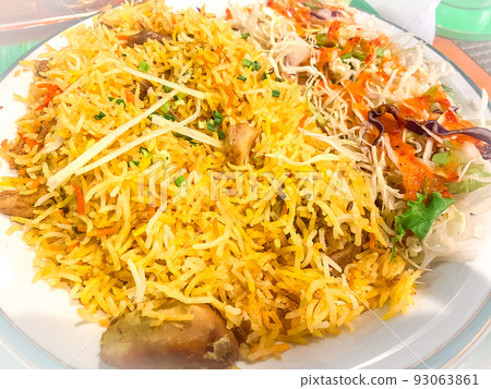 Indian food, chicken biryani 93063861