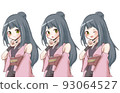 Kunoichi ninja woman facial expression illustration set 93064527