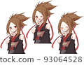 Kunoichi ninja woman facial expression illustration set 93064528