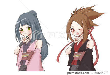 Kunoichi ninja woman illustration set 93064529