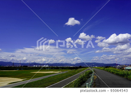 road and blue sky in summer day road and blue sky in summer day 93064543