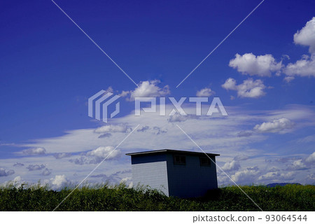 白色的建築和藍色的夏日天空 93064544