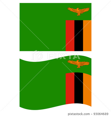 Flag of Zambia. Zambia national flag. Zambia waving flag. flat style. 93064689