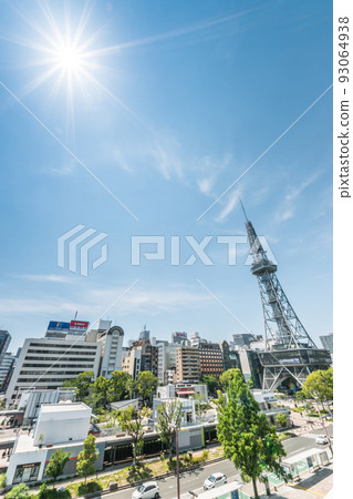 Layered Hisaya Odoori Park to see the sun and MIRAI TOWER 93064938