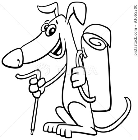 cartoon hiker dog character with backpack coloring page 93065200