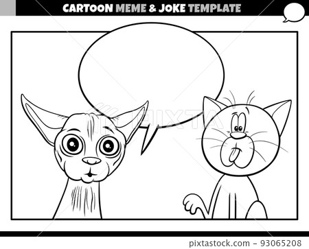 black and white cartoon meme template with funny cats 93065208