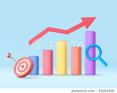 3D Stock chart and Arrow hit the center of the target. 3D Stock chart and Arrow hit the center of the target. 93065800