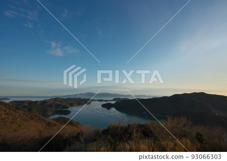 "Okayama Prefecture" Setonaikai National Park Evening scenery seen from Mt. "Okayama Prefecture" Setonaikai National Park Evening scenery seen from Mt. 93066303