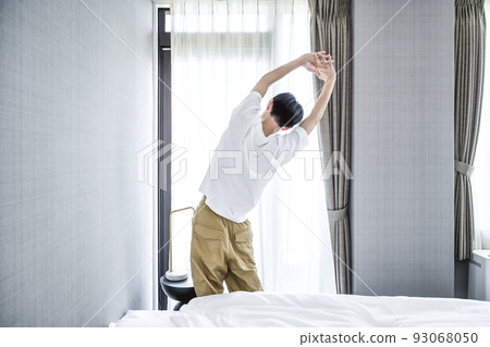 Men doing morning stretches 93068050