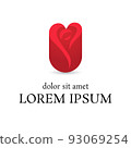 red pink heart rose logo design template 93069254