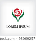 red rose with green leaves logo design template 93069257