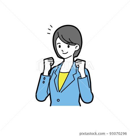 一個穿西裝的女人用線條做拳頭姿勢的半身像 93070296