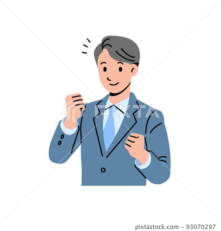 一個穿著西裝的男人的半身像，有膽量的姿勢沒有線條 93070297