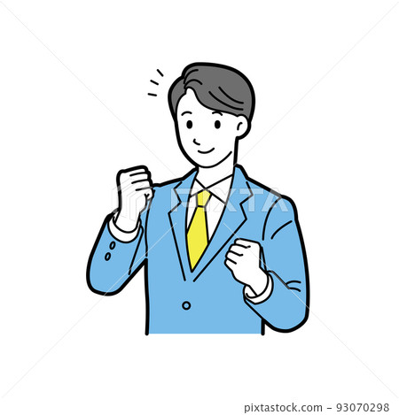 一個穿西裝的男人做拳頭姿勢的上身線 93070298