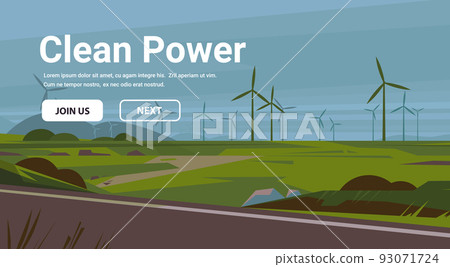Wind turbine energy renewable station field build waste free world clean power concept copy space horizontal 93071724