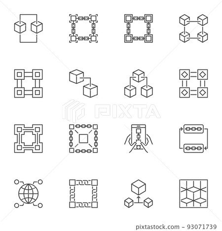 Cryptocurrency and Block-Chain abstract vector icons set 93071739