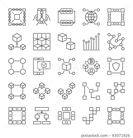 Blockchain line icons set. Vector Block Chain concept signs Blockchain line icons set. Vector Block Chain concept signs 93071926