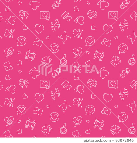 14 February vector red concept outline seamless pattern 93072046