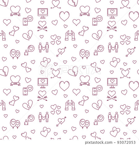 Love vector outline pattern - valentines day background Love vector outline pattern - valentines day background 93072053