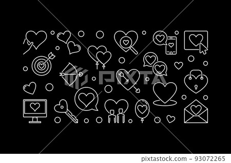 Romance concept outline banner. Vector Love illustration 93072265