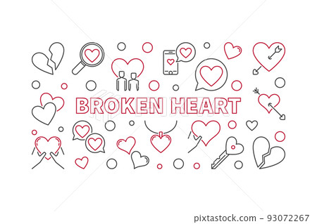 Broken Heart vector illustration or banner in thin line style Broken Heart vector illustration or banner in thin line style 93072267