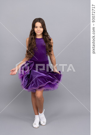 adorable kid with long wavy hair in dance ballroom dress full length, dancing adorable kid with long wavy hair in dance ballroom dress full length, dancing 93072717