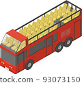 雙層觀光巴士的插圖（等距） 93073150