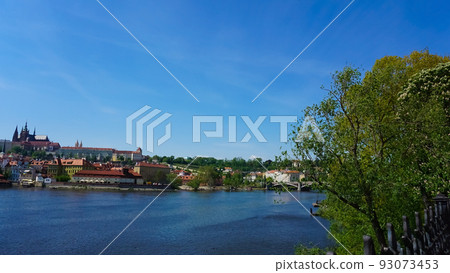 View on city on Vltava river in Prague View on city on Vltava river in Prague 93073453