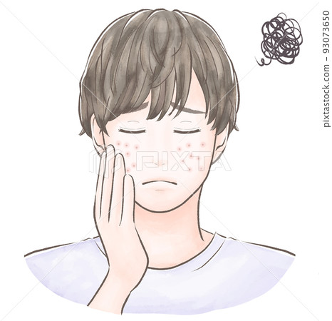 一個頭髮粗糙、皮膚粗糙、閉眼、水彩風格的男人 一個頭髮粗糙、皮膚粗糙、閉眼、水彩風格的男人 93073650