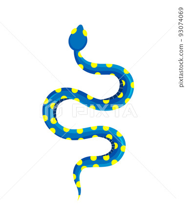 Blue snake. Tropical toxic snake. Colored exotic rattlesnake. Hand drawn vector illustration. 93074069