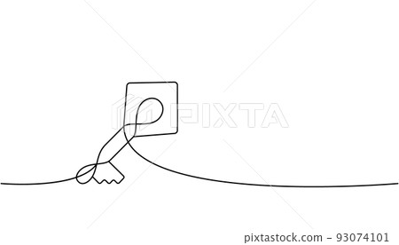 Key one line continuous drawing. Home key continuous one line illustration. Vector minimalist linear illustration Key one line continuous drawing. Home key continuous one line illustration. Vector minimalist linear illustration 93074101